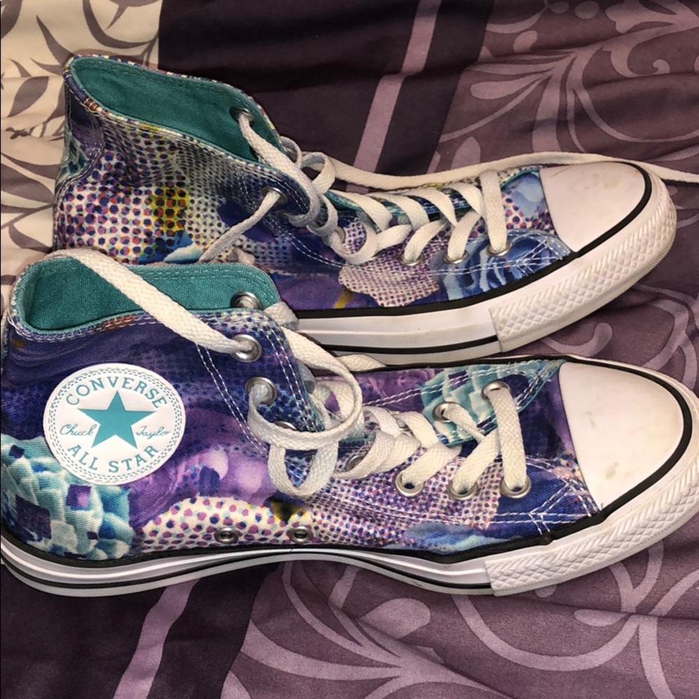 Blue floral high tops